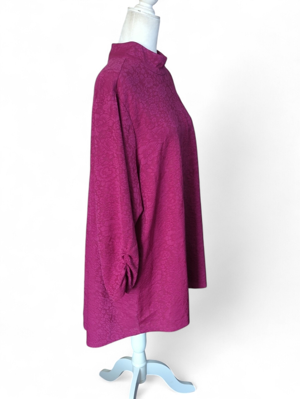 Susan Graver jacquard Textured Berry Mock Neck Plus Size Feminine Tunic Sz 3X - Picture 4 of 9